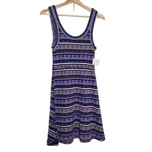 Free People Dress Womens Small Blue Brown Purple Striped Knit Boho NWT
